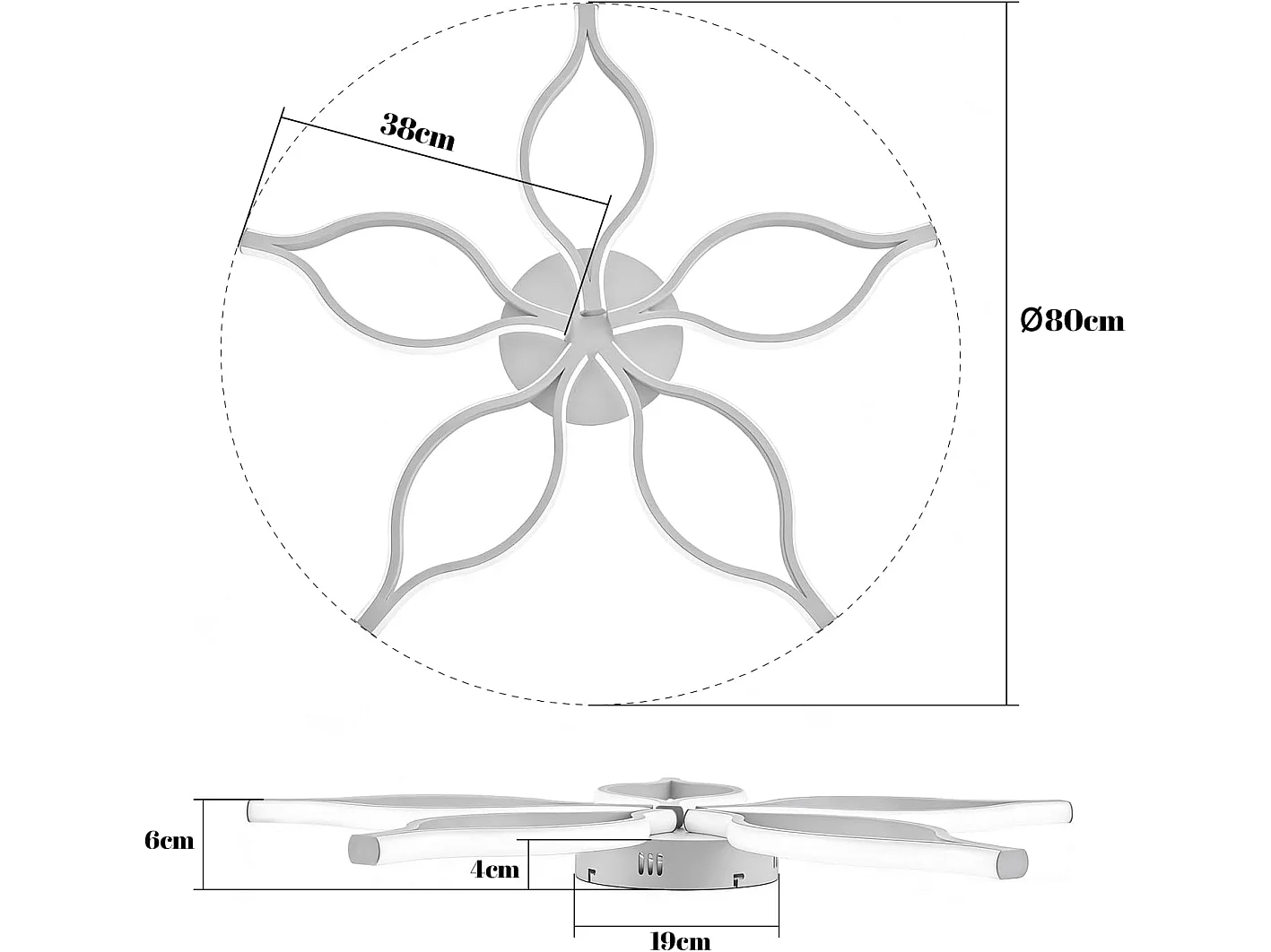 NETTLIFE 80 cm 75 W Moderne weiße LED-Deckenleuchte, dimmbar 3000-6500 K mit Fernbedienung, Nachtlichtmodus, Metalldesign für Wohnzimmer, Schlafzimmer, Esszimmer