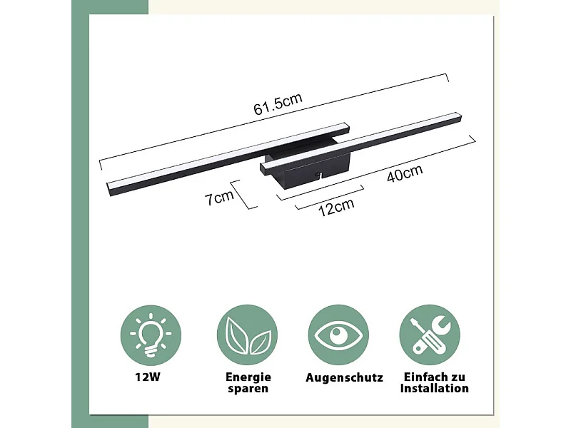 NETTLIFE Lampada da soffitto LED 12W 3000K nera [Classe E]
