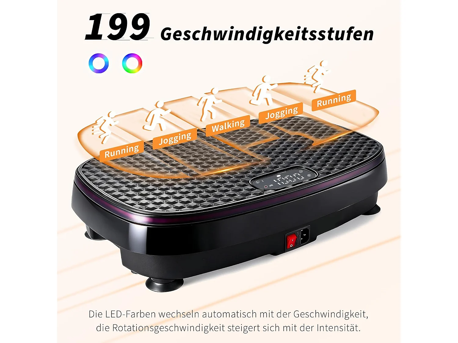 NETTLIFE Vibrationsplatte für Fitness mit Widerstandsbändern – 199 Stufen & 5 Programme – Heimfitnessgerät für ein komplettes Workout