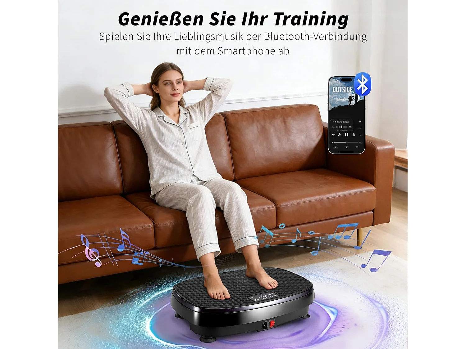 NETTLIFE Vibrationsplatte für Fitness mit Widerstandsbändern – 199 Stufen & 5 Programme – Heimfitnessgerät für ein komplettes Workout