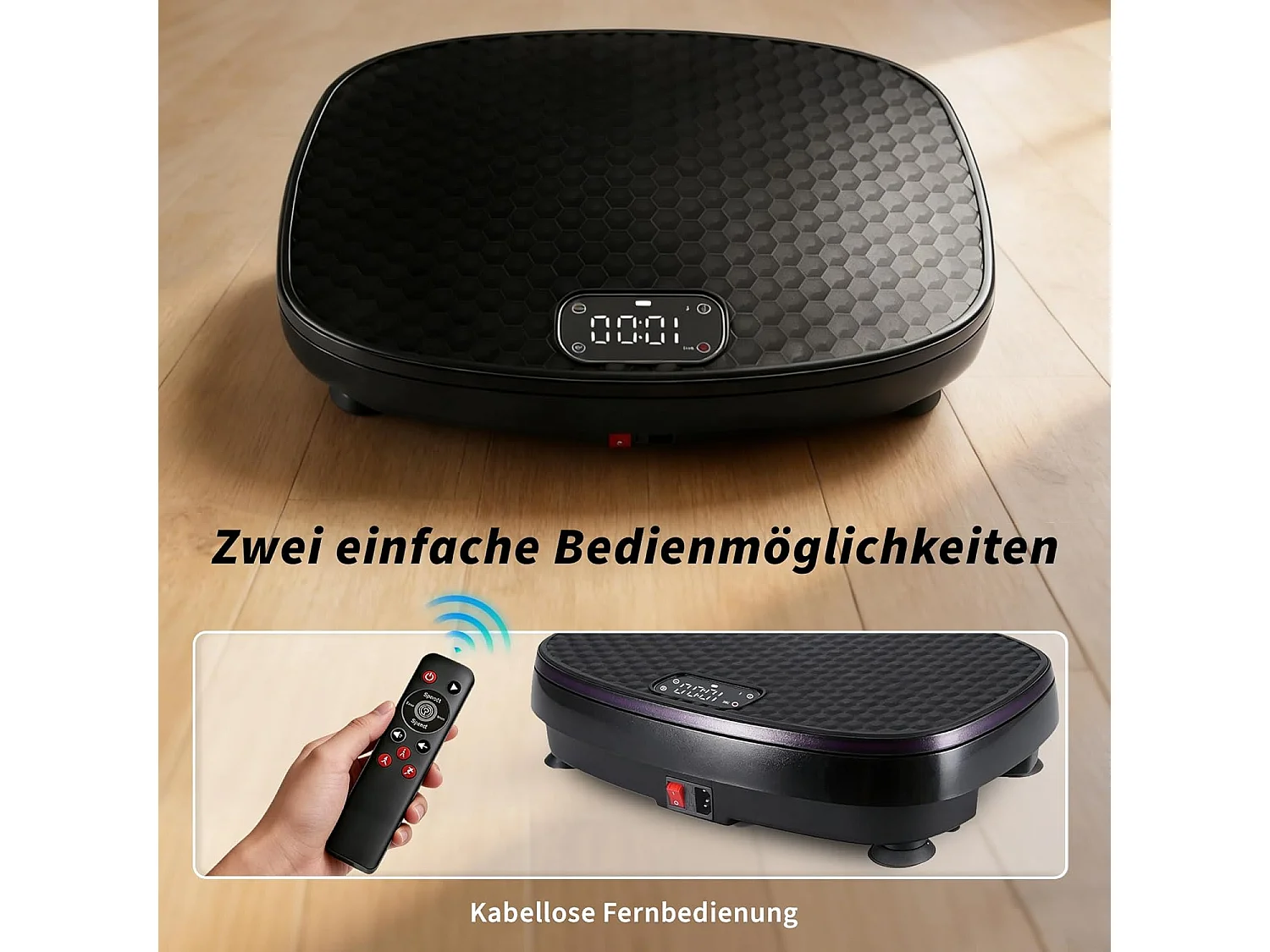 NETTLIFE Vibrationsplatte für Fitness mit Widerstandsbändern – 199 Stufen & 5 Programme – Heimfitnessgerät für ein komplettes Workout