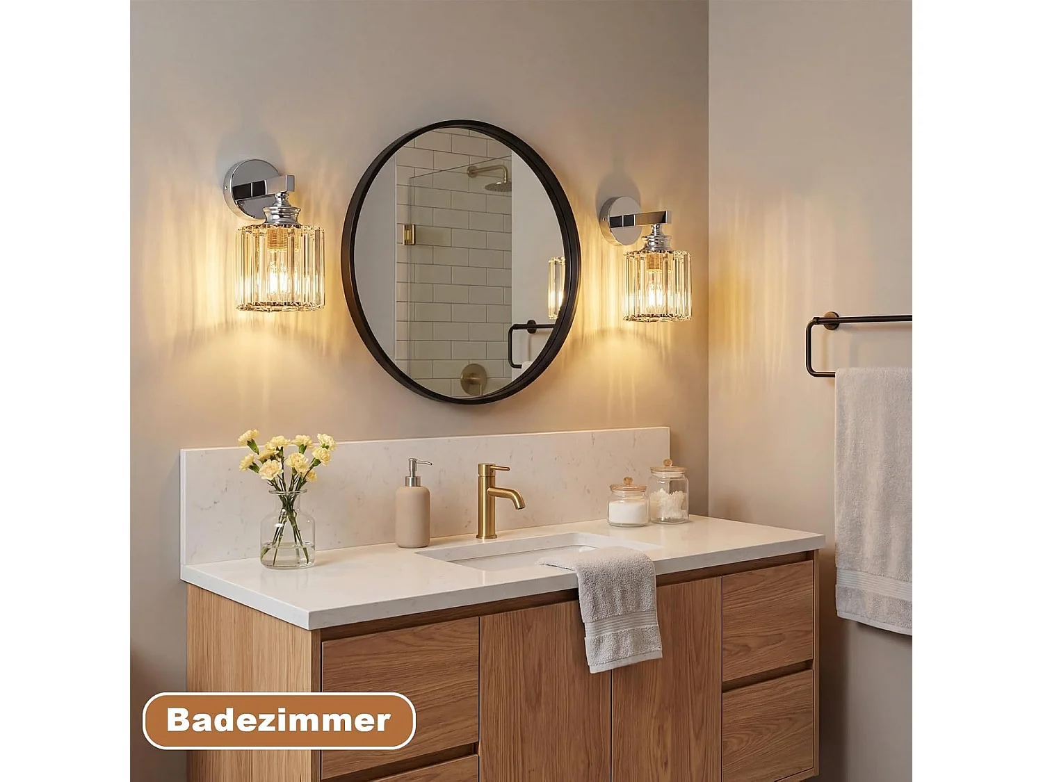NETTLIFE Applique Murale Cristal Moderne, Lampe de Chevet E27 pour Chambre Salon Escalier Couloir, Luminaire Intérieur 1 Lumière (Sans Ampoule)