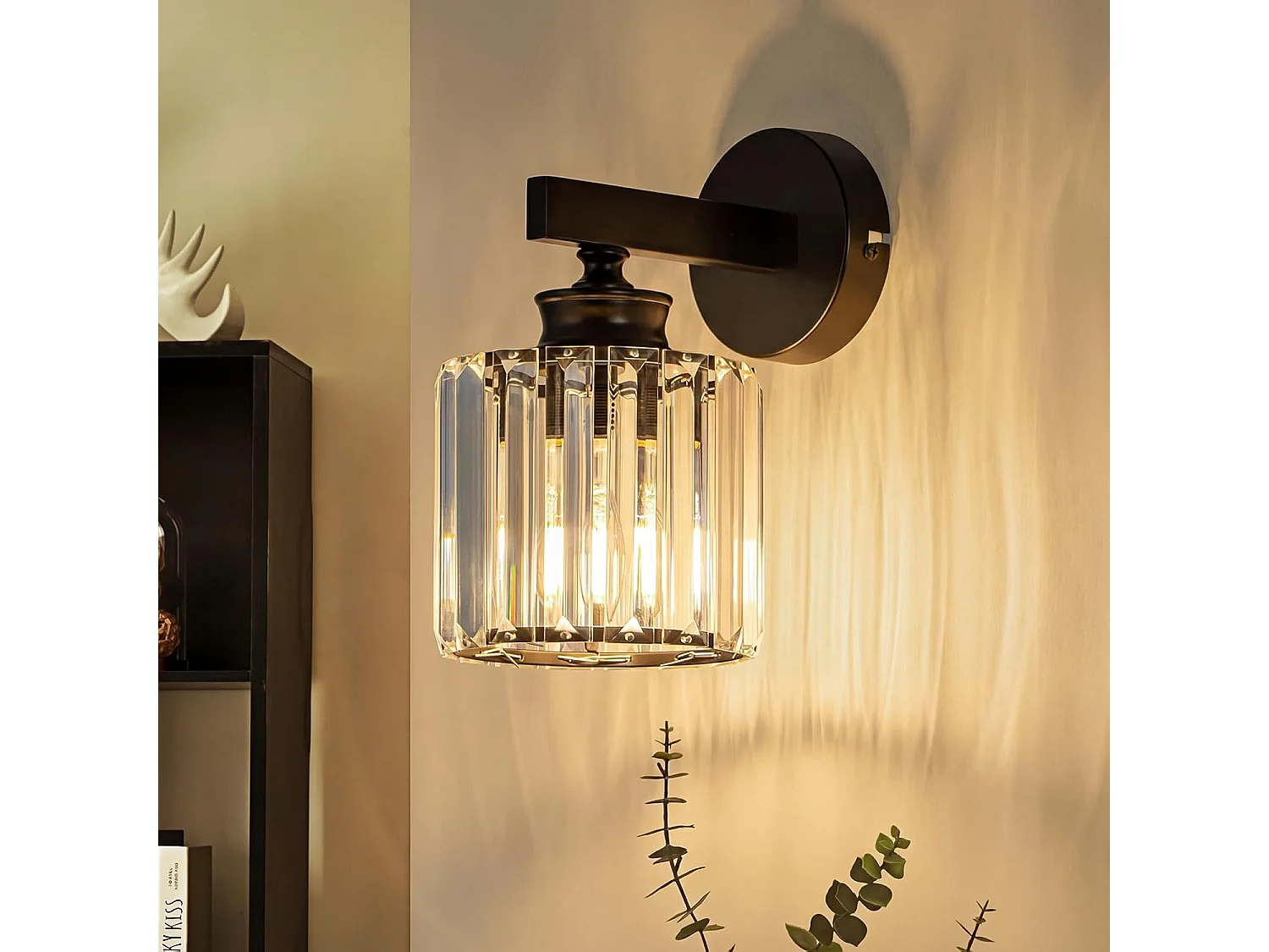 NETTLIFE Applique Murale Cristal Moderne E27, Luminaire Intérieur pour Chambre, Salon, Couloir, Escalier, Lampe de Chevet Design (Sans Ampoule)