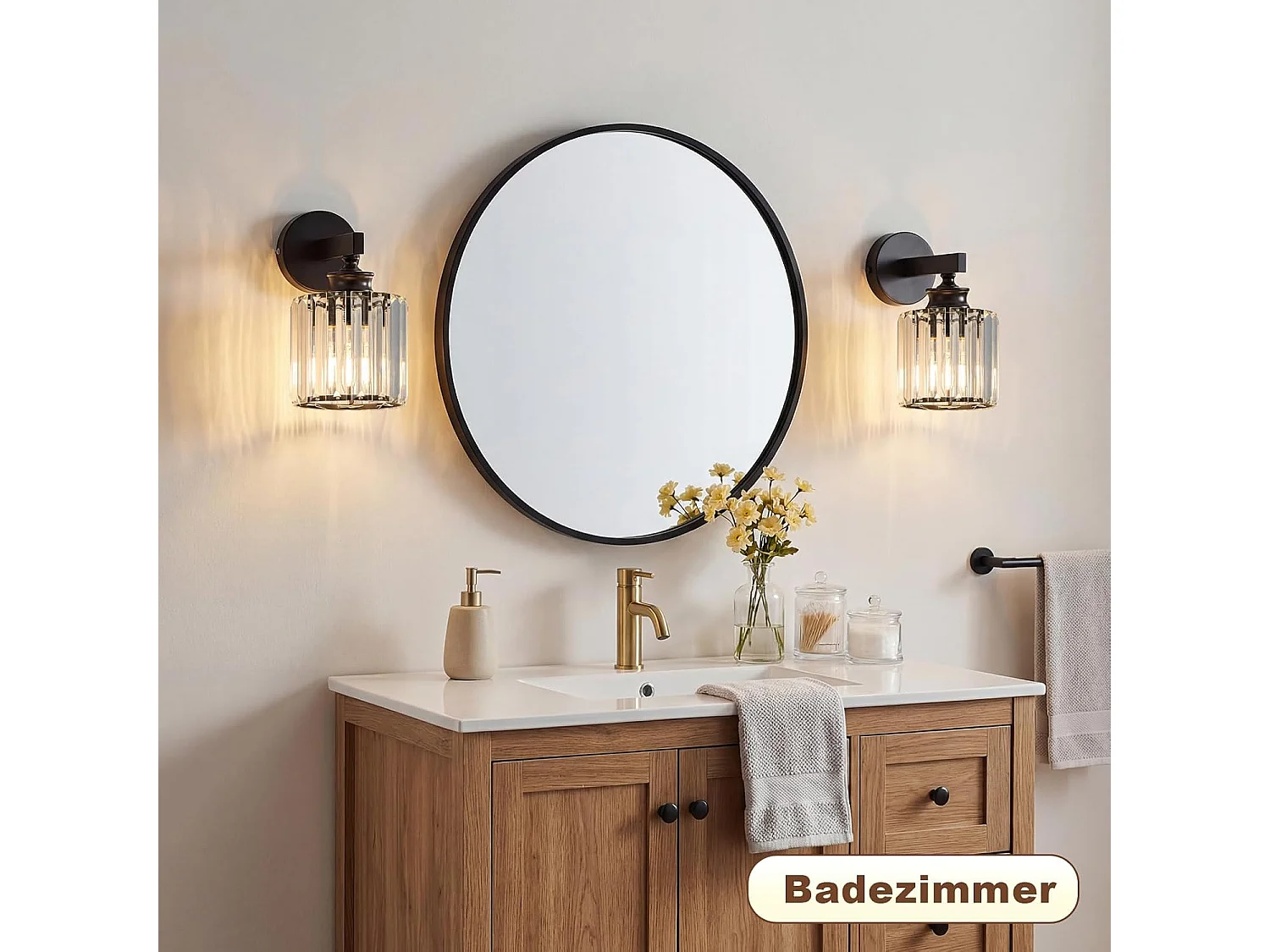 NETTLIFE Applique Murale Cristal Moderne E27, Luminaire Intérieur pour Chambre, Salon, Couloir, Escalier, Lampe de Chevet Design (Sans Ampoule)