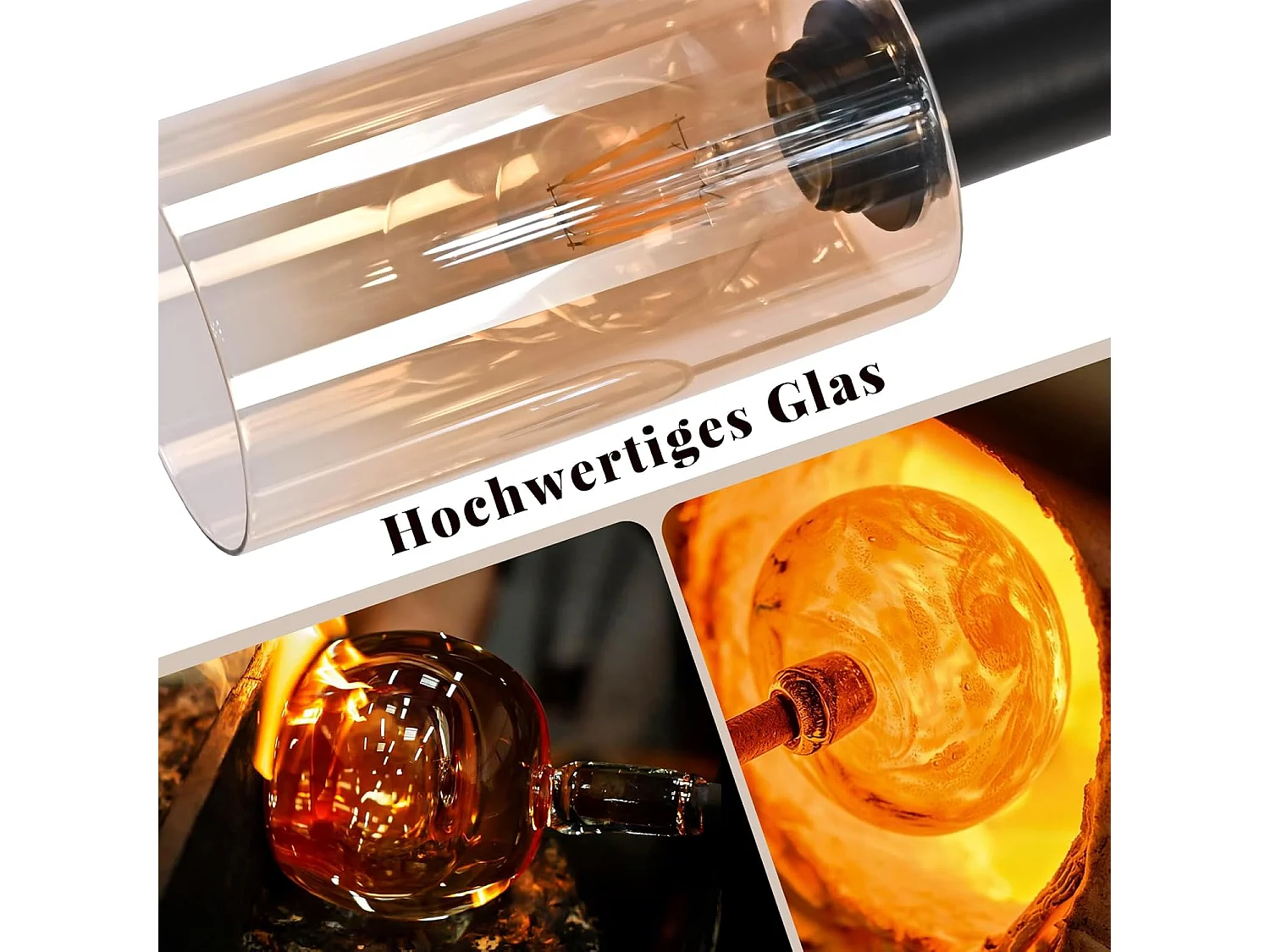 NETTLIFE Lampa wisząca nad stół jadalny ze szkła z 3 żarówkami E27, żyrandol w stylu vintage industrial z regulowaną wysokością (żarówki nie są dołączone)