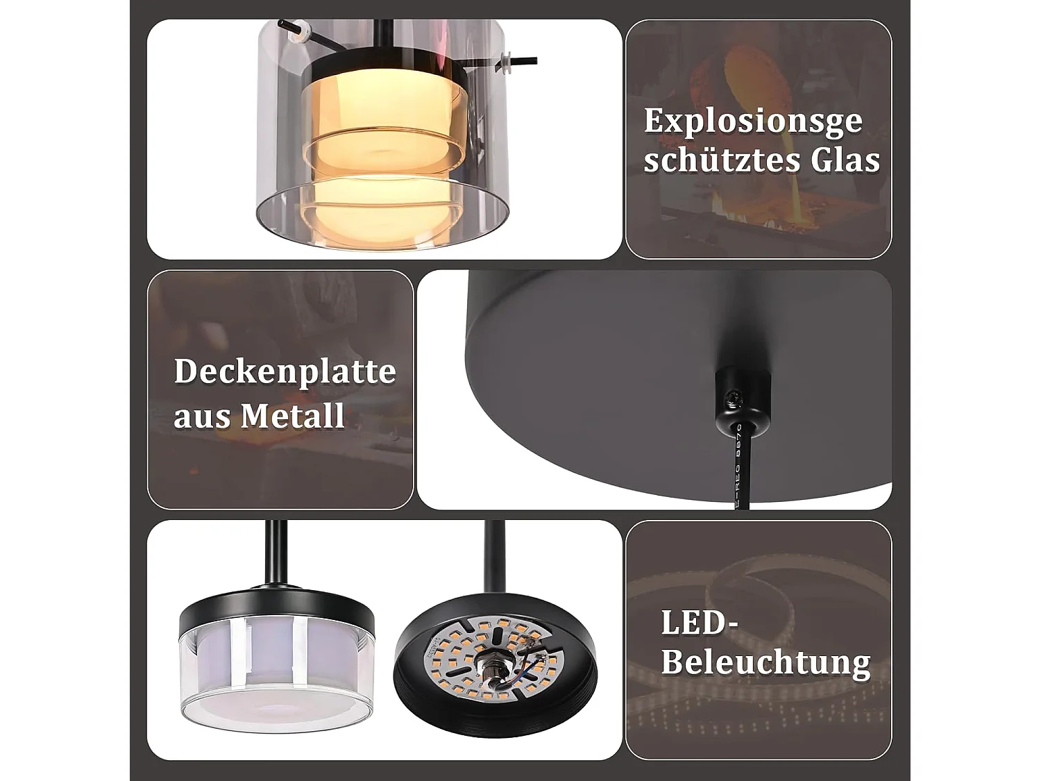 Nettlife Suspension LED en Verre 1 Lampe, Lustre Moderne Hauteur Réglable 140cm pour Table à Manger, Salon, Cuisine, Chambre, Couloir