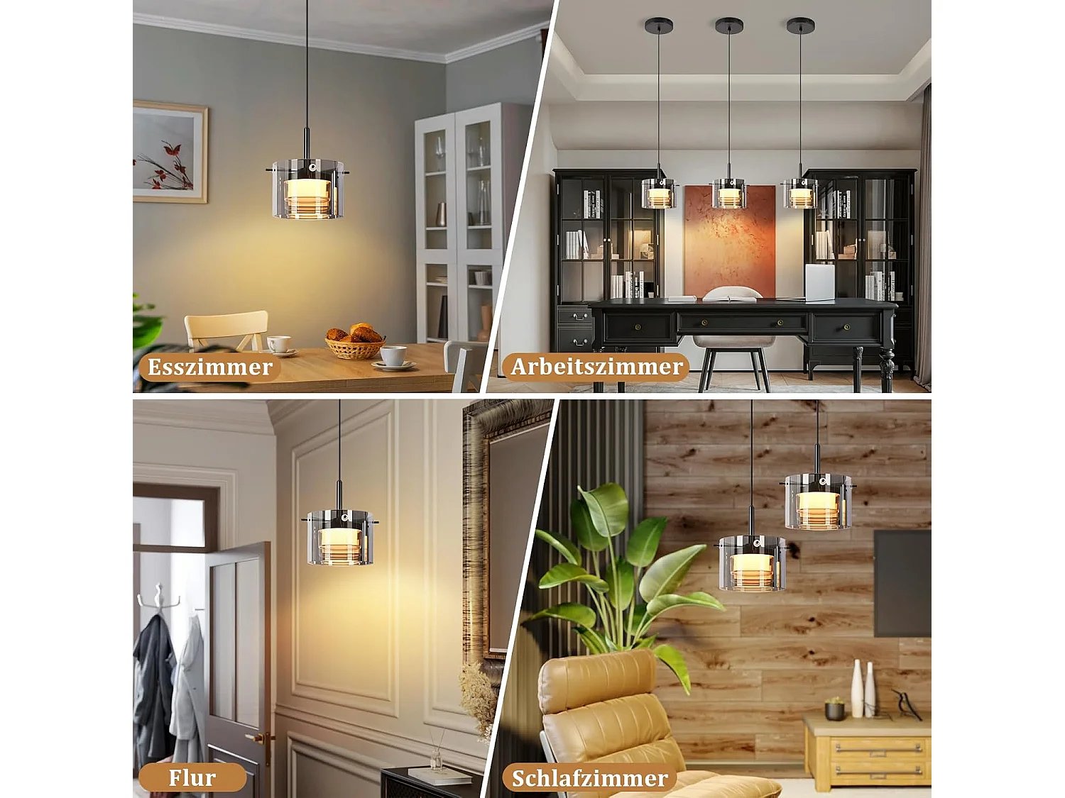 Nettlife Suspension LED en Verre 1 Lampe, Lustre Moderne Hauteur Réglable 140cm pour Table à Manger, Salon, Cuisine, Chambre, Couloir