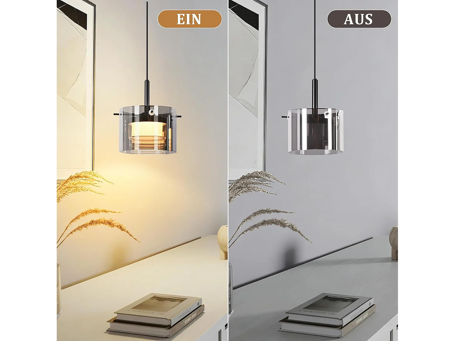 Nettlife Suspension LED en Verre 1 Lampe, Lustre Moderne Hauteur Réglable 140cm pour Table à Manger, Salon, Cuisine, Chambre, Couloir