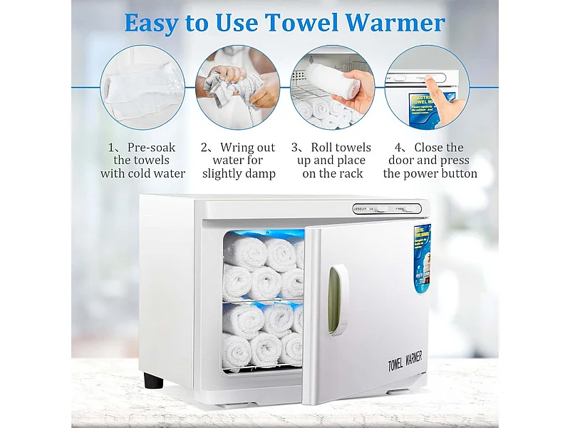Nettlife Chauffe-Serviette UV 23L, Stérilisateur de Serviettes Pro Grande Capacité pour Salon de Beauté, Spa, Hôtel et Salle de Bain - Blanc