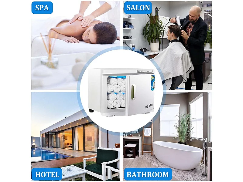 Nettlife Chauffe-Serviette UV 23L, Stérilisateur de Serviettes Pro Grande Capacité pour Salon de Beauté, Spa, Hôtel et Salle de Bain - Blanc
