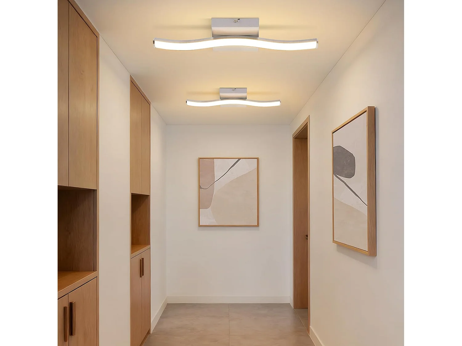 NETTLIFE 6W Silberne LED-Deckenleuchte, modernes Wellendesign, 3000K Warmweiß, Beleuchtung für Wohnzimmer, Schlafzimmer, Küche, Flur, Büro