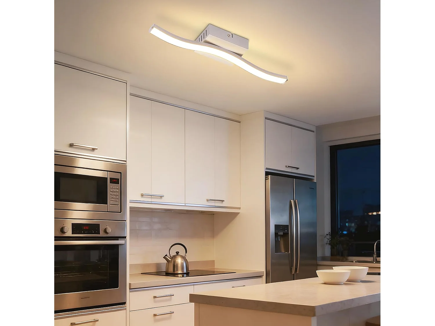 NETTLIFE 6W Silberne LED-Deckenleuchte, modernes Wellendesign, 3000K Warmweiß, Beleuchtung für Wohnzimmer, Schlafzimmer, Küche, Flur, Büro