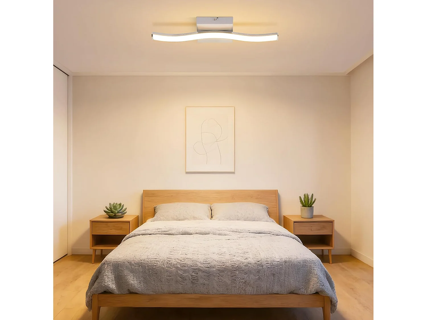 NETTLIFE 6W Silberne LED-Deckenleuchte, modernes Wellendesign, 3000K Warmweiß, Beleuchtung für Wohnzimmer, Schlafzimmer, Küche, Flur, Büro