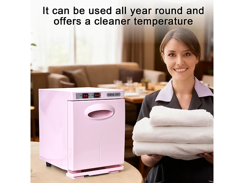 Nettlife Chauffe-Serviette UV 5L, Stérilisateur de Serviettes Électrique 360° Pro pour Salon de Beauté, Spa, Hôtel et Salle de Bain - Rose