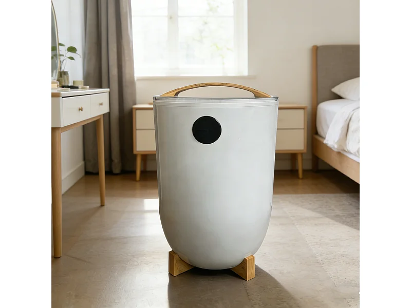 Nettlife Chauffe-serviettes Électrique Seau avec Lumière LED, Sèche-serviettes avec Arrêt Automatique pour Maison, Spa et Hôtel - Blanc