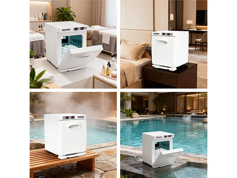 Nettlife Chauffe-Serviette UV 5L, Stérilisateur de Serviettes Électrique 360° Pro pour Salon de Beauté, Spa, Hôtel et Salle de Bain - Blanc