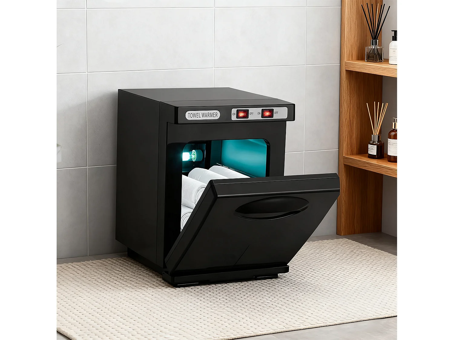 Nettlife Chauffe-Serviette UV 5L, Stérilisateur de Serviettes Électrique 360° Pro pour Salon de Beauté, Spa, Hôtel et Salle de Bain - Noir