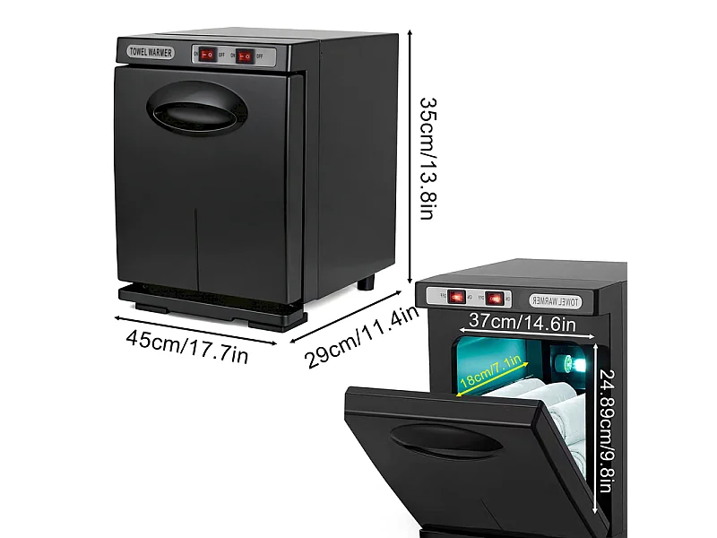 Nettlife Chauffe-Serviette UV 5L, Stérilisateur de Serviettes Électrique 360° Pro pour Salon de Beauté, Spa, Hôtel et Salle de Bain - Noir