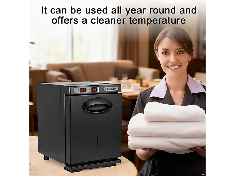 Nettlife Chauffe-Serviette UV 5L, Stérilisateur de Serviettes Électrique 360° Pro pour Salon de Beauté, Spa, Hôtel et Salle de Bain - Noir