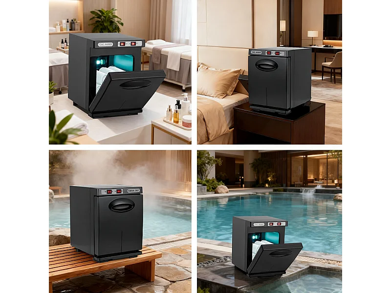 Nettlife Chauffe-Serviette UV 5L, Stérilisateur de Serviettes Électrique 360° Pro pour Salon de Beauté, Spa, Hôtel et Salle de Bain - Noir