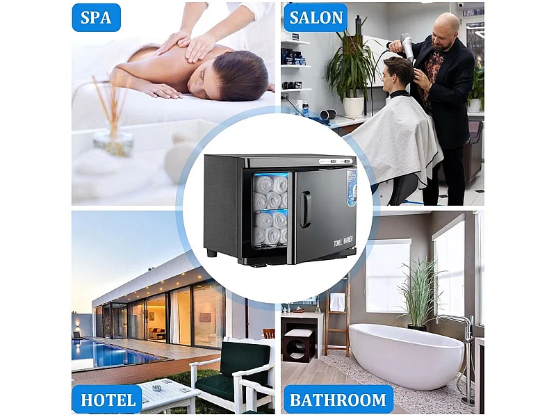 Nettlife Chauffe-Serviette UV 23L, Stérilisateur de Serviettes Pro Grande Capacité pour Salon de Beauté, Spa, Hôtel et Salle de Bain - Noir