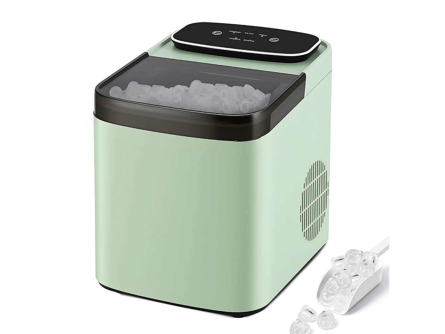 NETTLIFE Machine à Glaçons Compacte & Silencieuse, 9 Glaçons en 6 Min, 14kg/24H, 2 Tailles, Auto-nettoyage, Portable pour Cuisine Bar Party, Vert