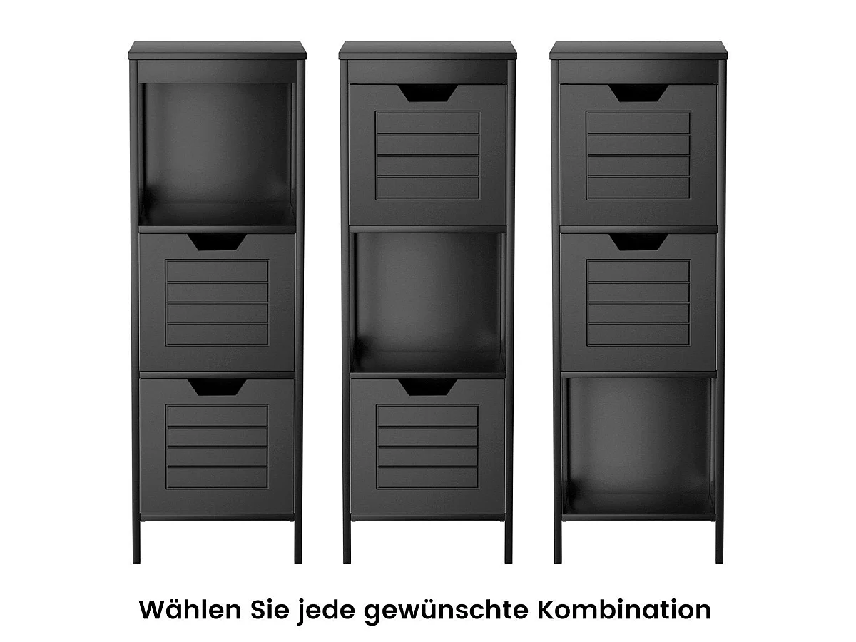 Commode salle de bain 2 tiroirs bois 30 x 30 x 89 cm noir