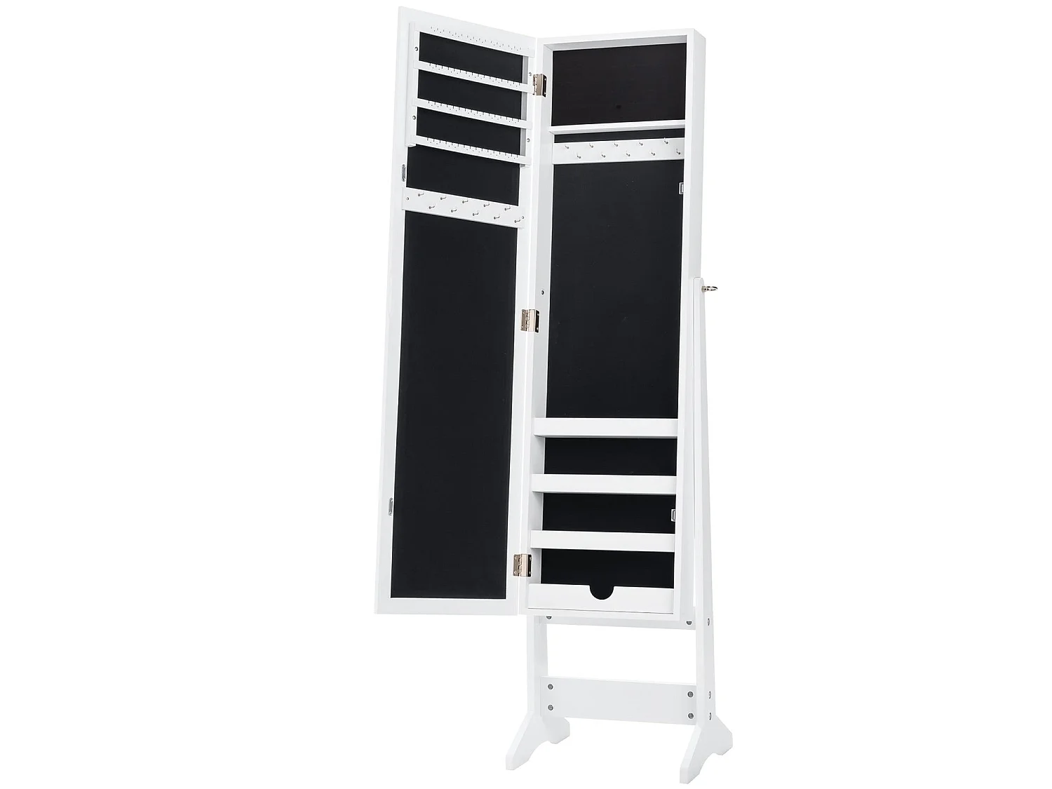 Armoire à bijoux avec miroir pleine longueur inclinable blanc - modèle autoportant