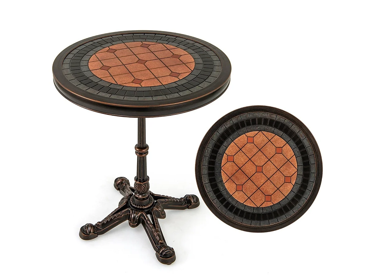 Table de jardin ronde aluminium moulé 60,5 cm résistante intempéries
