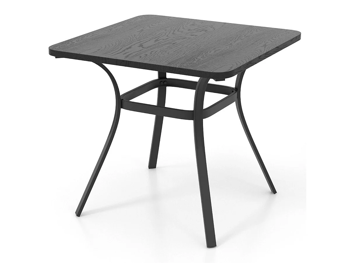 Table de jardin carrée 80 x 80 cm aspect bois 4 personnes