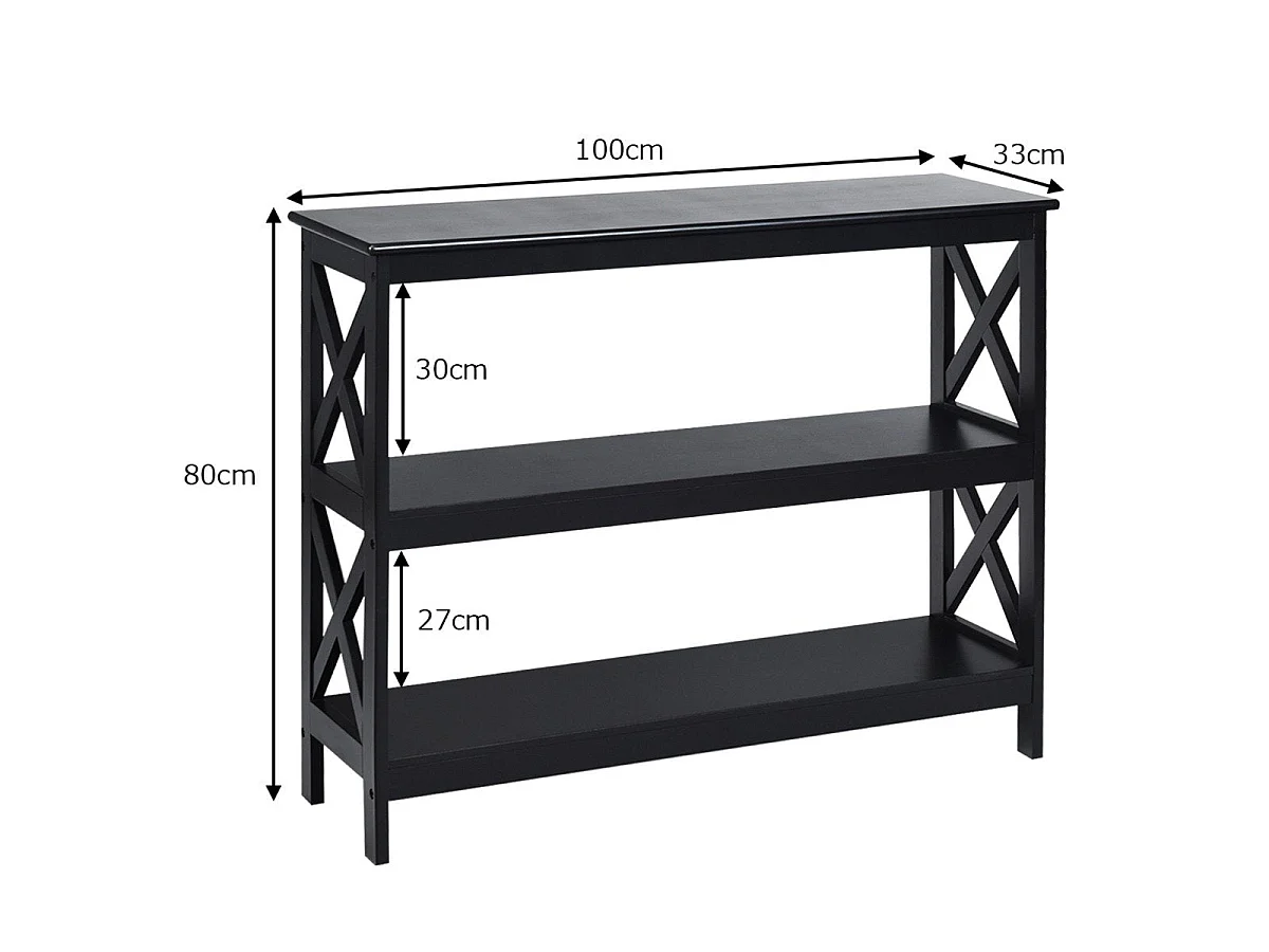 Table console industrielle 100 cm avec étagère bois noir design couloir