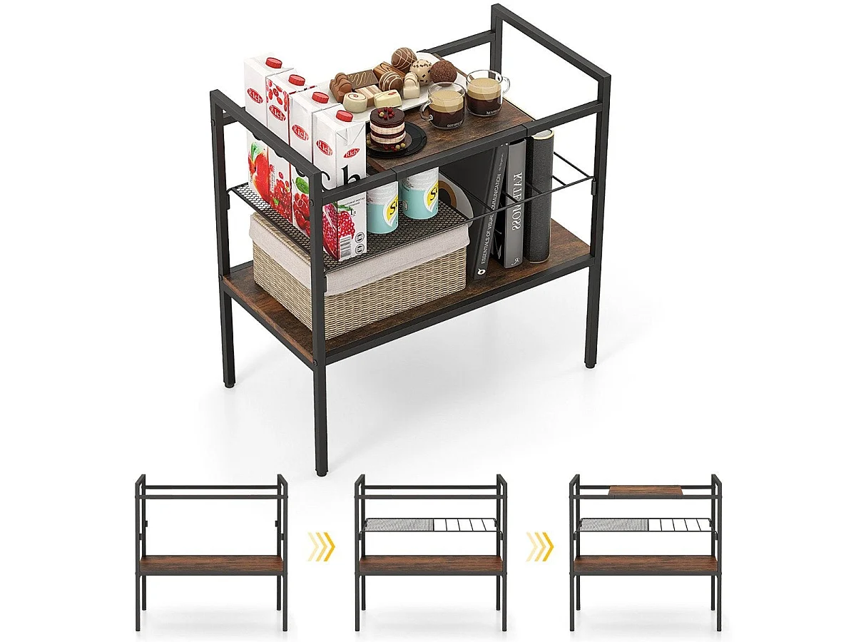 Table console étroite 60 cm avec étagères bois marron rustique