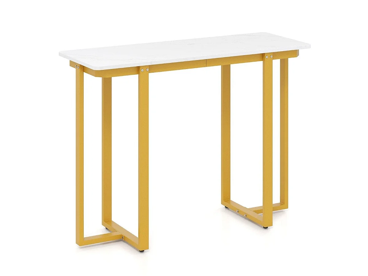 Table console étroite 107 cm faux marbre avec structure métal