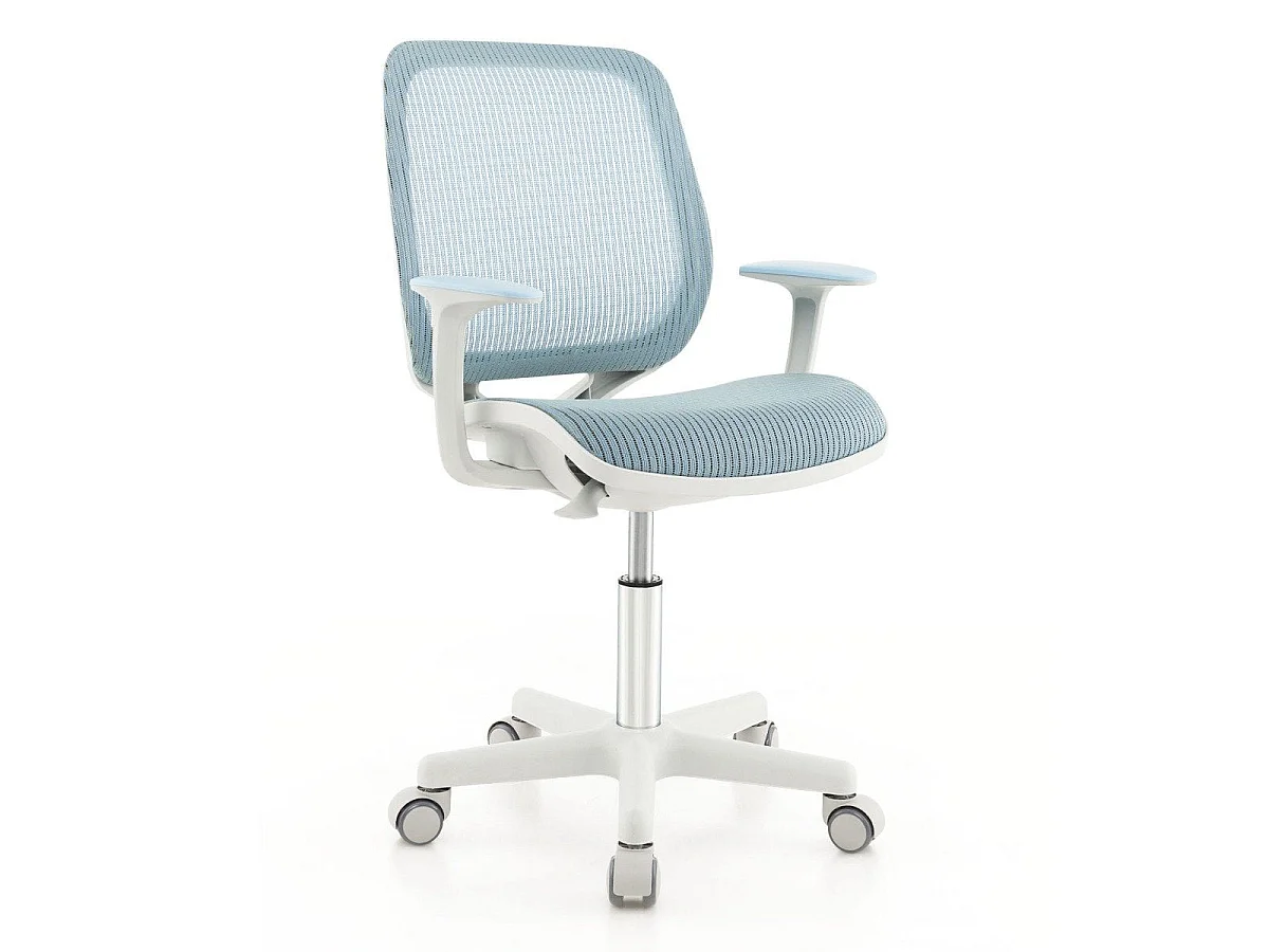 Chaise de bureau enfant ergonomique pivotante avec frein, réglable, bleu