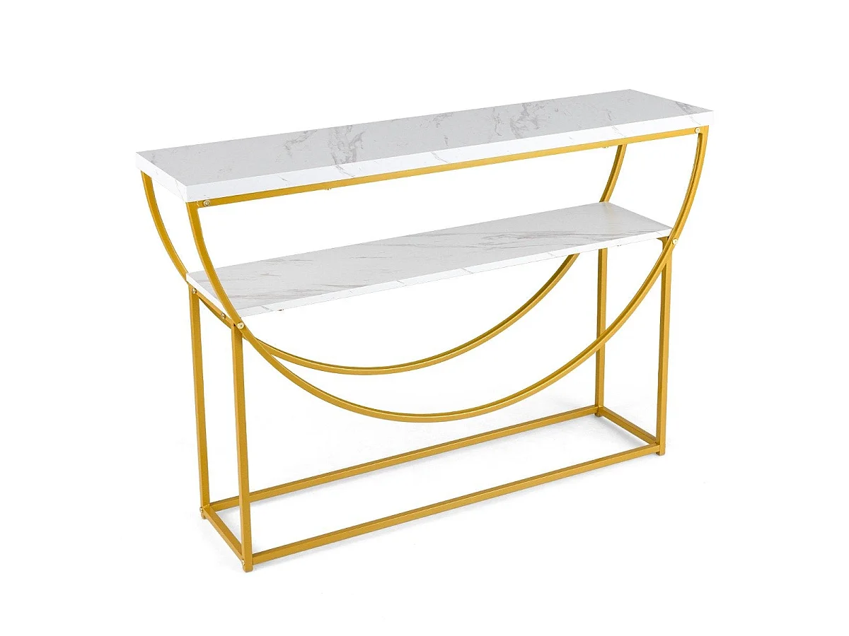 Console avec plateau en faux marbre, 2 niveaux, 120 x 30 x 80,5 cm