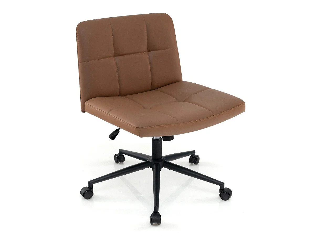 Chaise de bureau sans accoudoirs - marron, assise large - Silicone