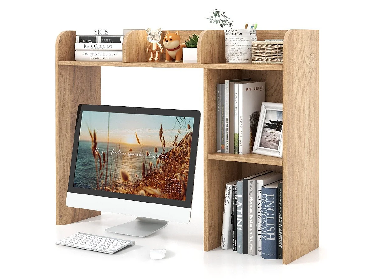 Étagère de bureau 3 niveaux - 94 x 25 x 74 cm naturel - modèle bois