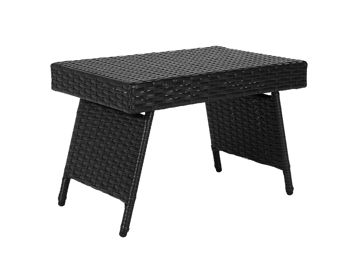 Table basse pliante extérieure rotin noir 60x40 cm - modèle portable