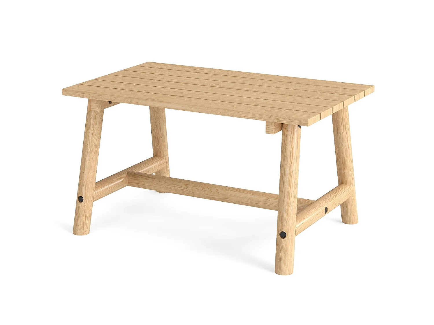 Utendørs salongbord i massivt tre med lameller, 90x55 cm – robust modell