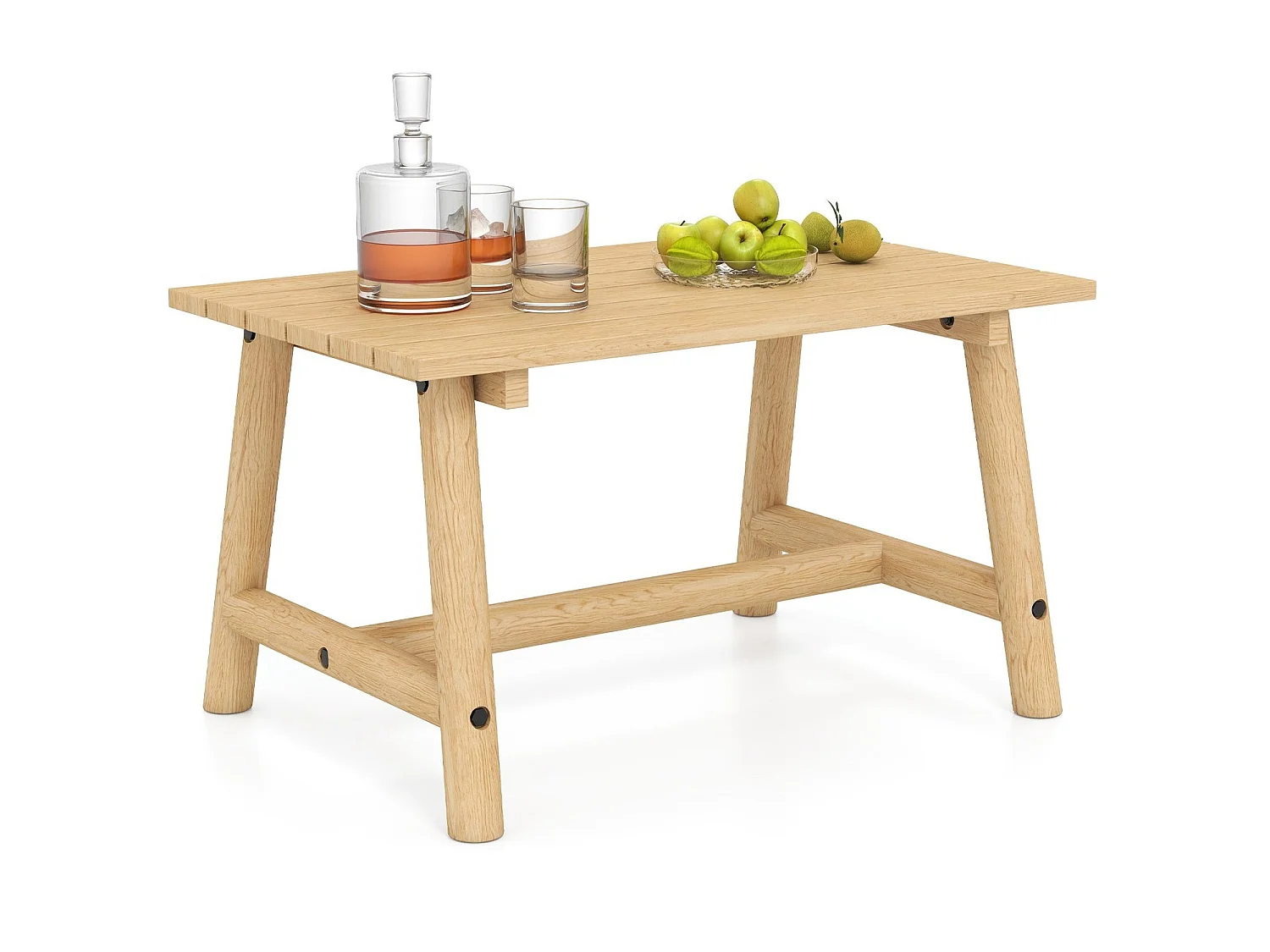 Utendørs salongbord i massivt tre med lameller, 90x55 cm – robust modell