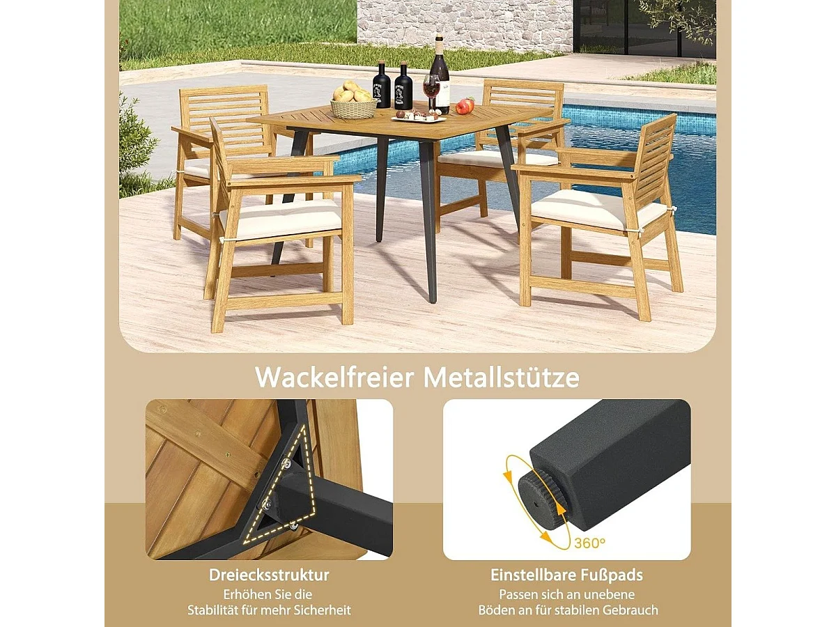 Terrassebord - Firkantet akasietre med parasoll-hull - Hagemodell