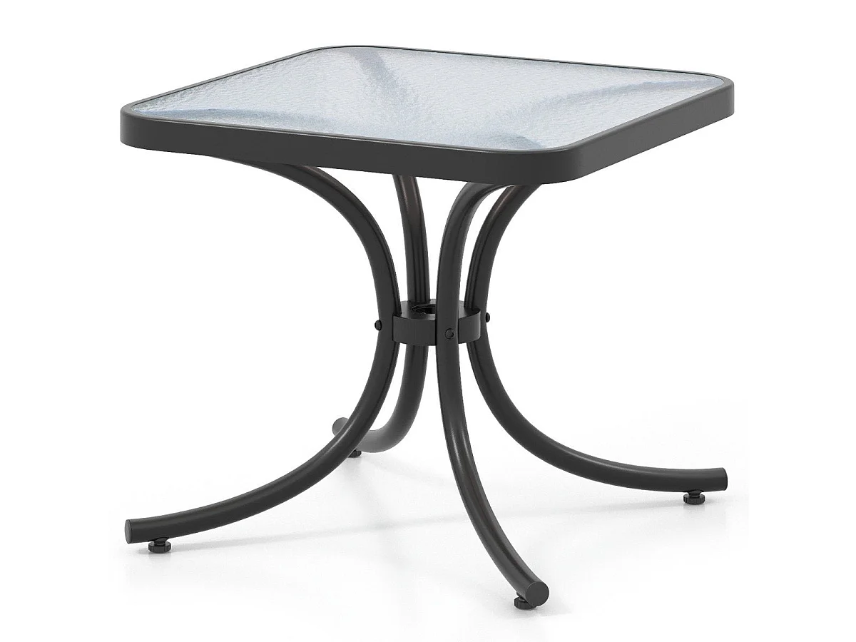 Table d'appoint - 50x50 cm verre trempé noir - modèle balcon