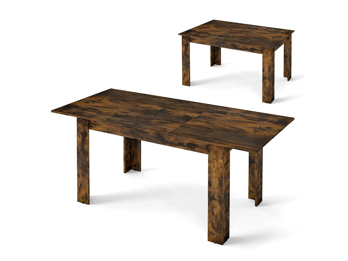 Table à manger extensible marron rustique 4 à 6 personnes capacité 110 kg
