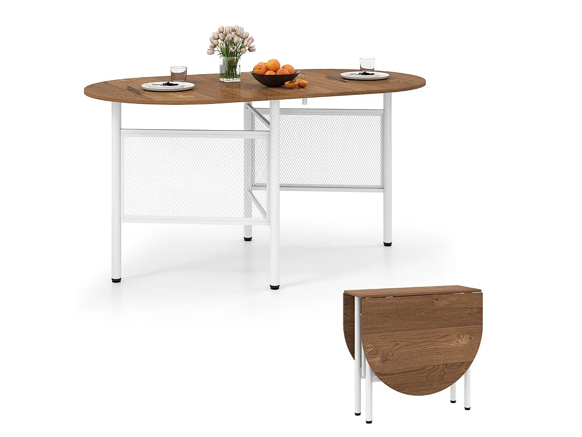 Table à manger pliante ovale 6 à 8 personnes gain de place