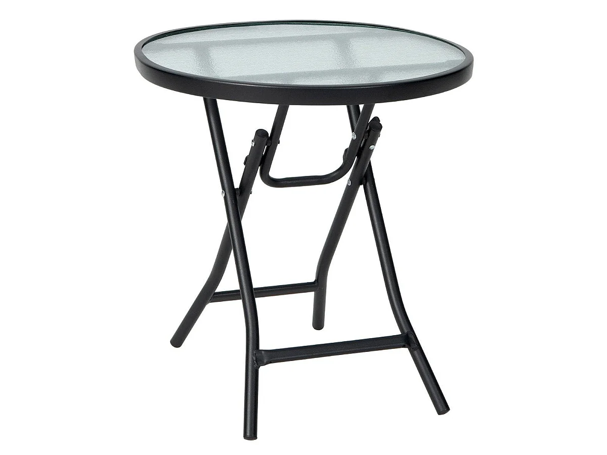 Table de patio ronde en verre trempé pliable 46,5 x 47,5 cm noir