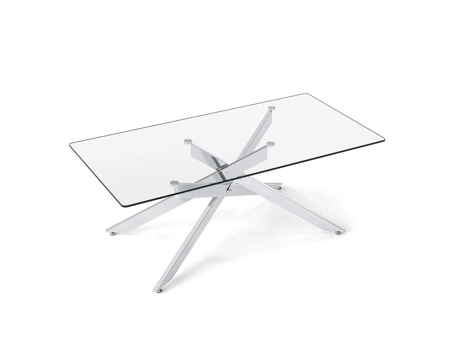 Table basse rectangulaire verre trempé métal argent 120x60 cm - modèle modern
