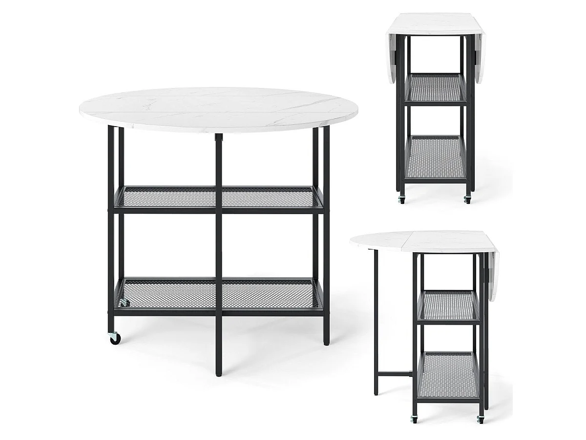 Table à manger pliable aspect marbre mobile 2 à 4 personnes