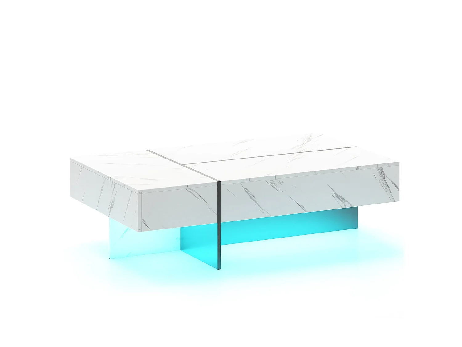 Table basse LED avec tiroirs blanc 120x70 cm - modèle lumineux