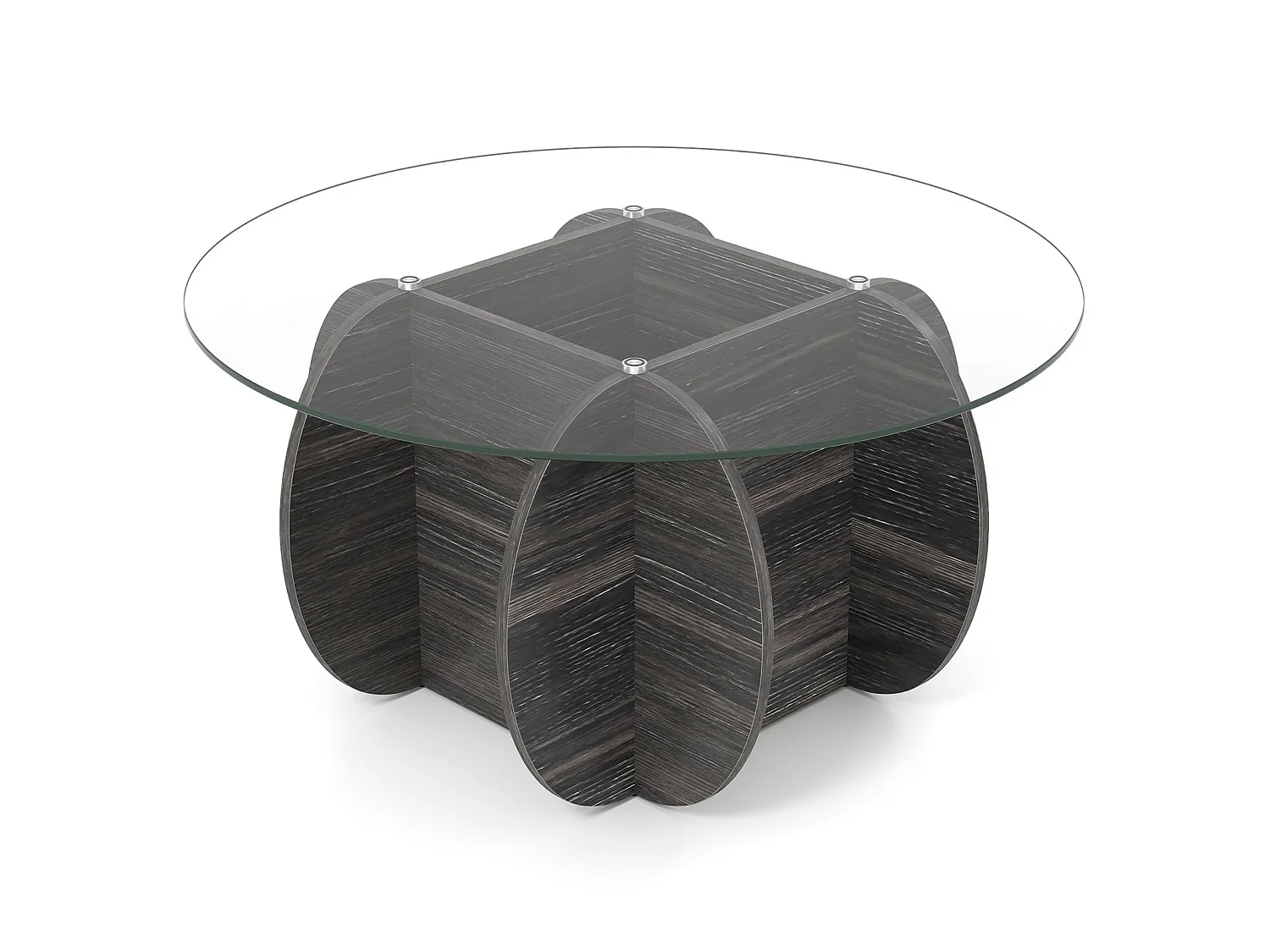 Table basse ronde verre trempé avec rangement 89 cm - modèle modern