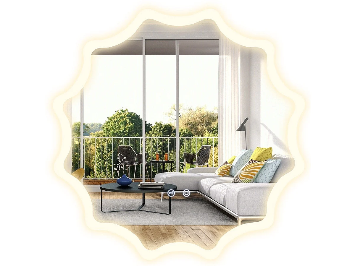 Miroir de salle de bain avec miroir antibuée design vague chauffante miroir LED miroir mural 60 x 60 cm
